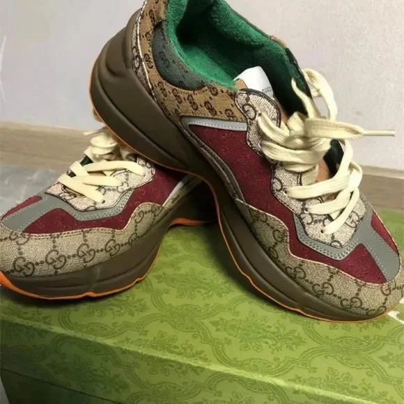Gucci Platform GG Supreme Sneakers in Brown, Green & Orange - Picture 3 of 4